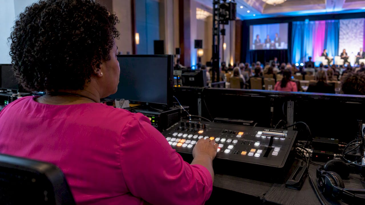 Technical director operating a live-production switcher